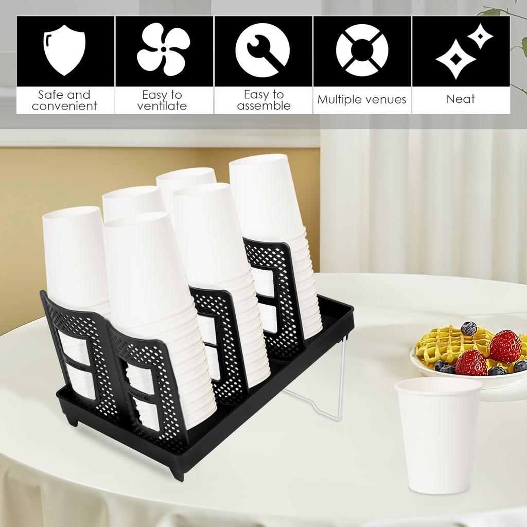 Disposable Cup Holder Adjustable Paper Cup Dispenser Coffee Cup Storage Rack with Straw Holder Counter Desktop Organizers