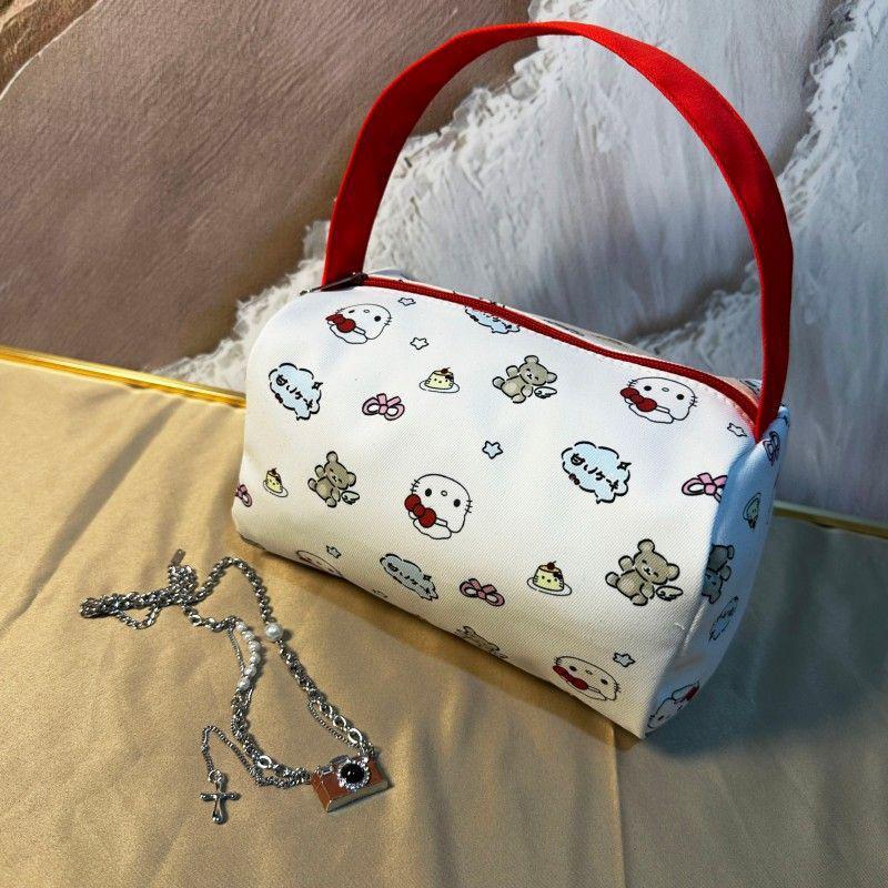 

Cartoon Sanrio Makeup Bag Cute Hello Kitty Large Capacity Cosmetic Bag Travel Portable Hand-Held Cosmetics Storage Bag Girl Gift