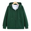 Felpa con cappuccio e cerniera di colore solido di taglia europea, giacca con cappuccio larga, uniforme da squadra, lavoro, pubblicità, cappotto