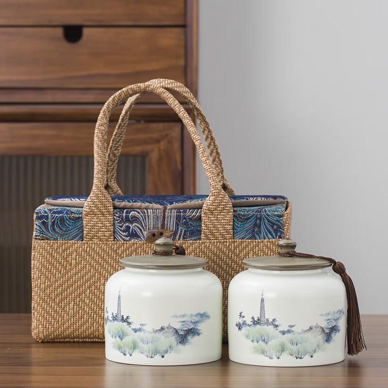 Antique Style Ceramic Tea Canister Gift Set