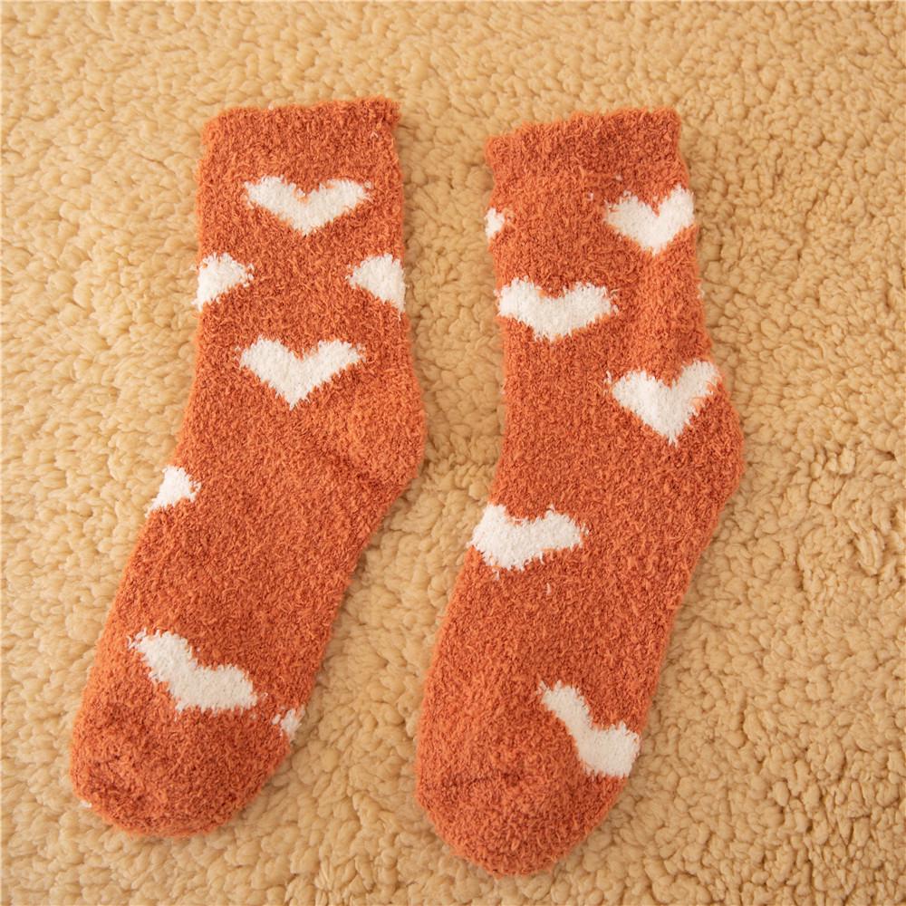 Women's Winter Fleece-Lined Heart Terry Floor Socks - Extra Thick, Non-Shedding, Mid-Calf Style