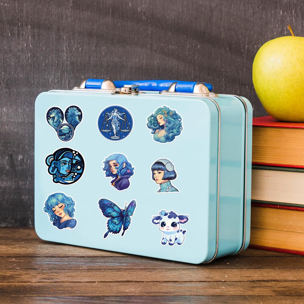 50 Blue Girl Graffiti Stickers Car Mobile Phone Water Cup Decoration Stickers Waterproof Creative Notebook Hand Note Stickers