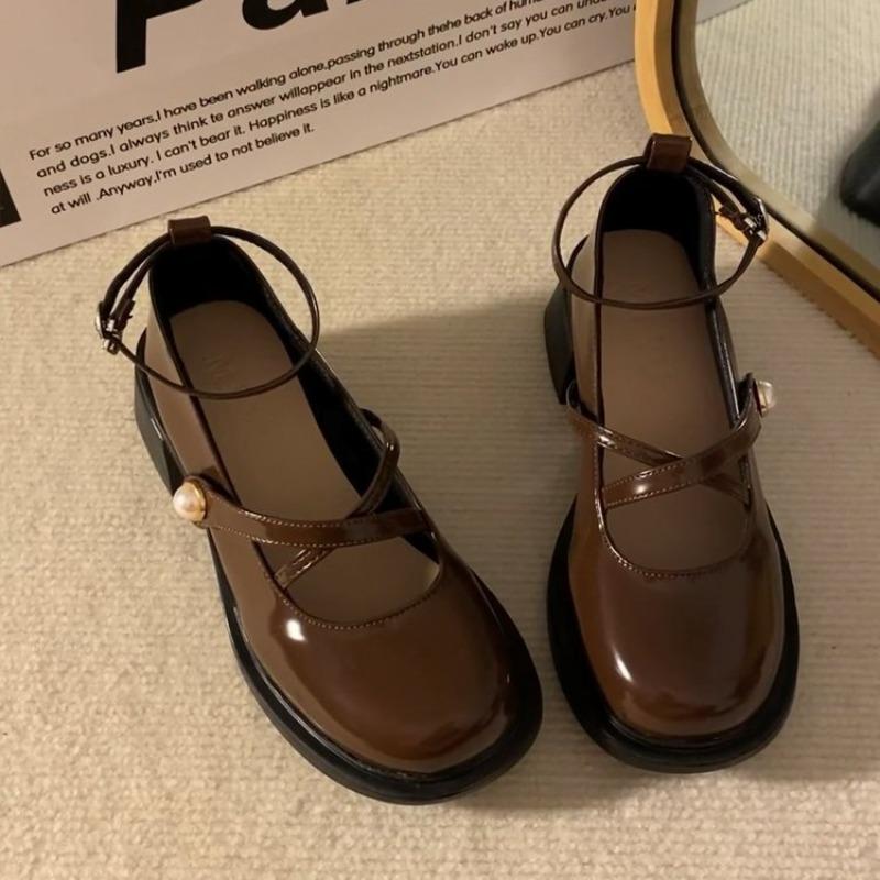 Fashion Patent Leather Ankle Strap Lolita Shoes Women Thick Heels Platform Mary Janes Woman Sweet Lovely High Heeled Pumps 2025 Loafers