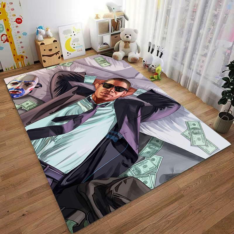 GTA Hacker Printed Flannel Carpet, Non-slip, Suitable for Bedroom, Living Room, and Children's Room Decoration