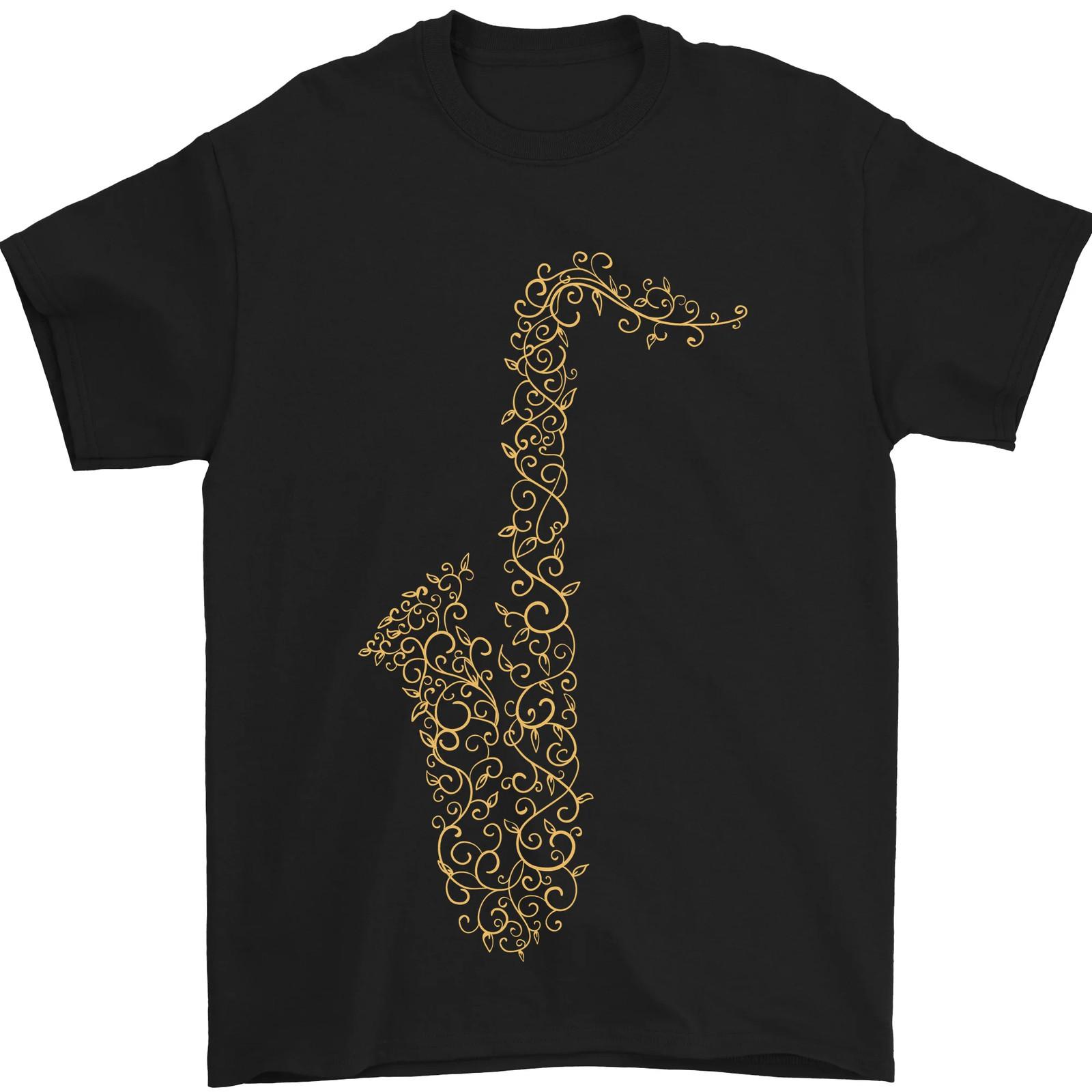 A Saxophone Musical Instruments Brass Band Men T-shirt Cotton XXXL