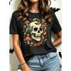 Fashion Women Retro Creative Skull Print T Shirt Funny Casual O-neck Short Sleeves T-shirt Summer Female Tee Shirt
