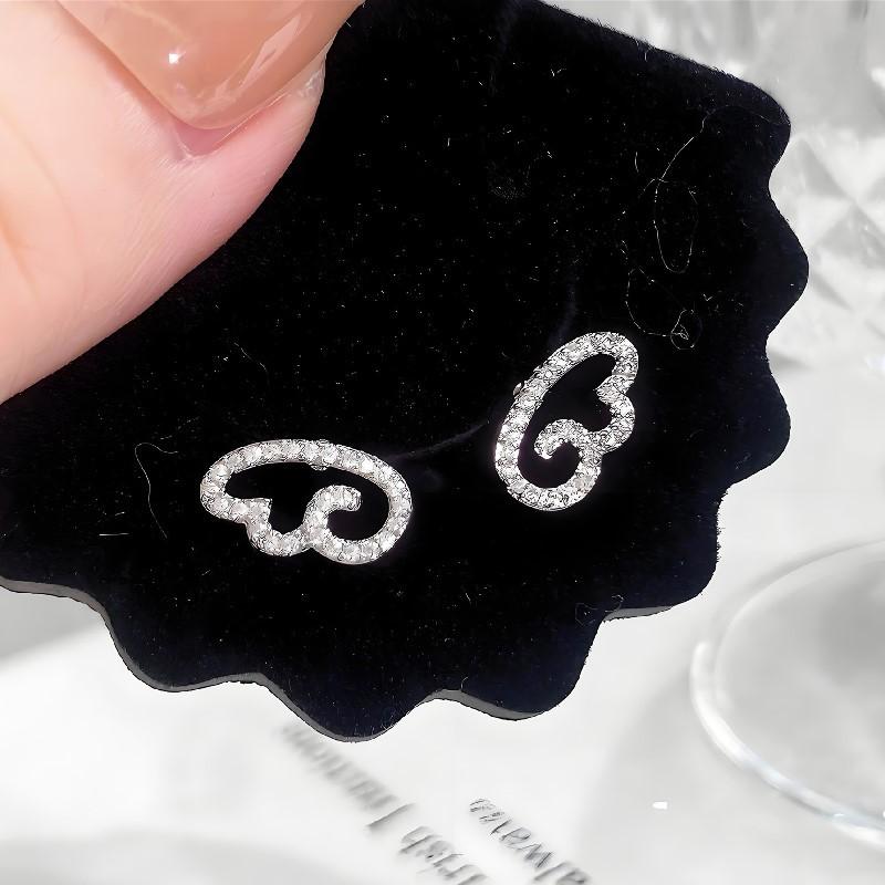 2/3/4Pcs Shiny Silver Color Wing Stud Earrings For Women Girls Luxury Metal Geometric Hollow Earring Jewelry Gifts