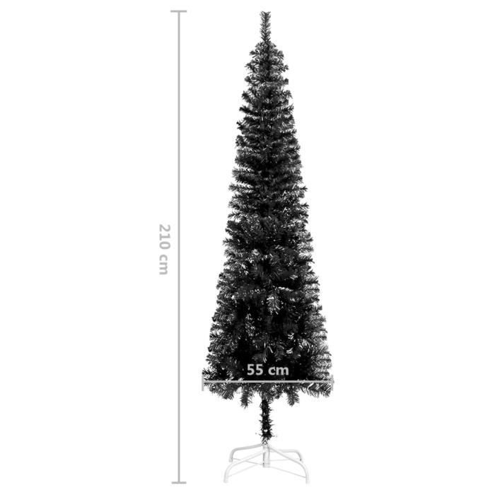 VidaXL Sapin de Noël étroit Noir 210 cm