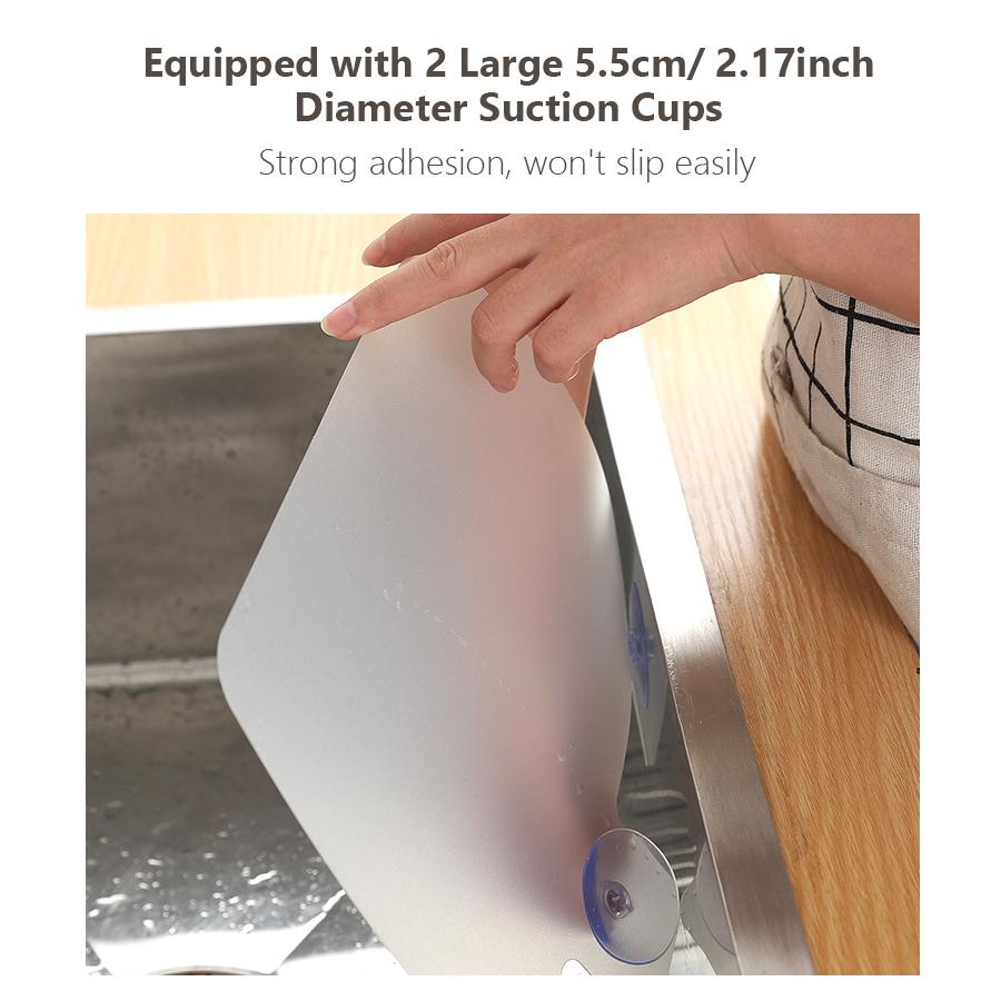 Multi-Functional Sink Anti-Splash Board with Double Suction Cup Dish Washing Countertop Spill Protector for Food Prep