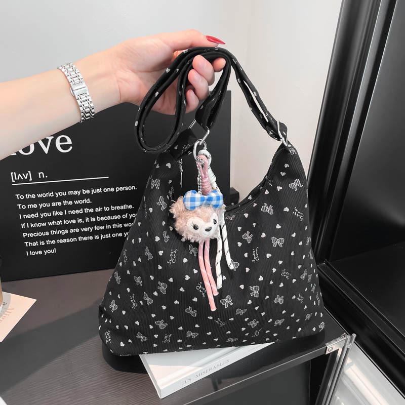 Retro corduroy bag large capacity new single shoulder fashion versatile underarm commuting portable out tote bag