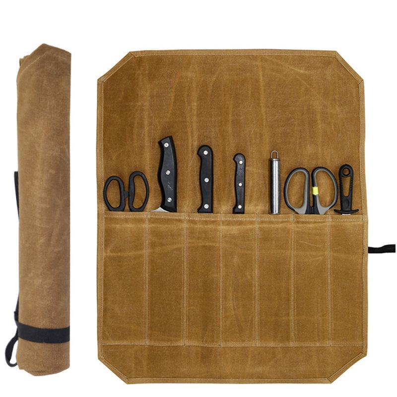Chef Knife Bag Kitchen Roll Bag Canvas Chef Knife Bag Kitchen Roll Bag Portable Durable Storage Camping Storage Bags