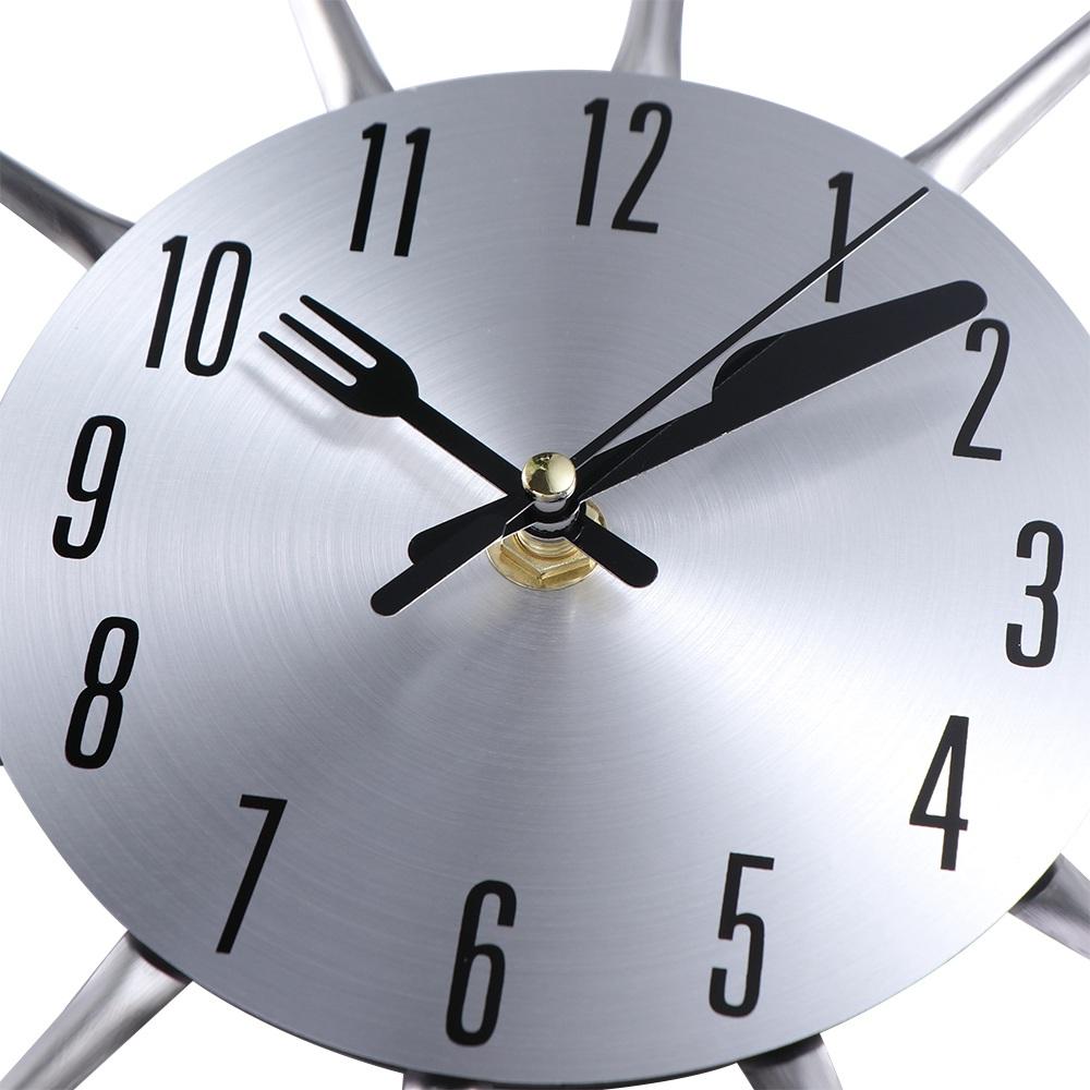 Removable Spoon Fork Wall Clock 3D Decorative Horloge Cutlery Wall Clock  Restaurant