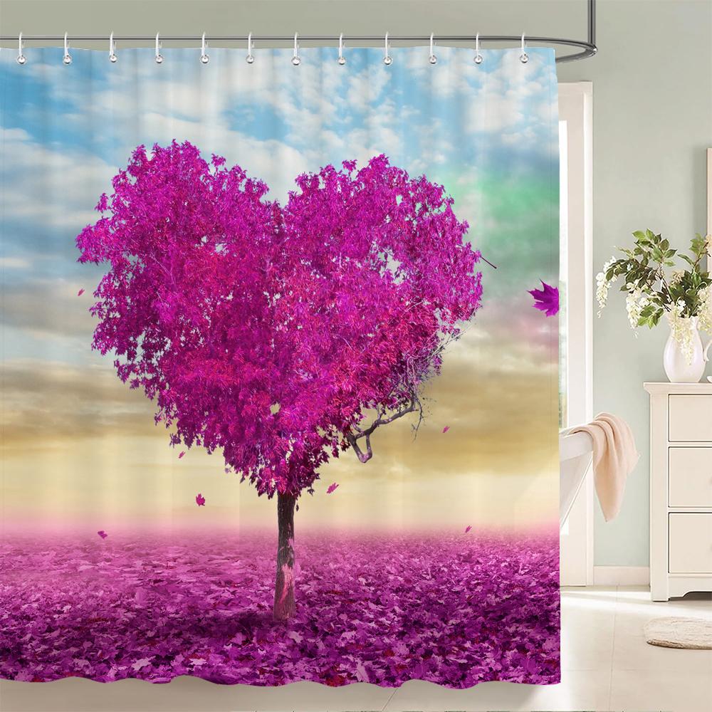 Beautiful Tulip Rose Flowers Shower Curtain Bathroom Curtains Nature Flower Waterproof Polyeste Fabric Bathtub Decor With Hook