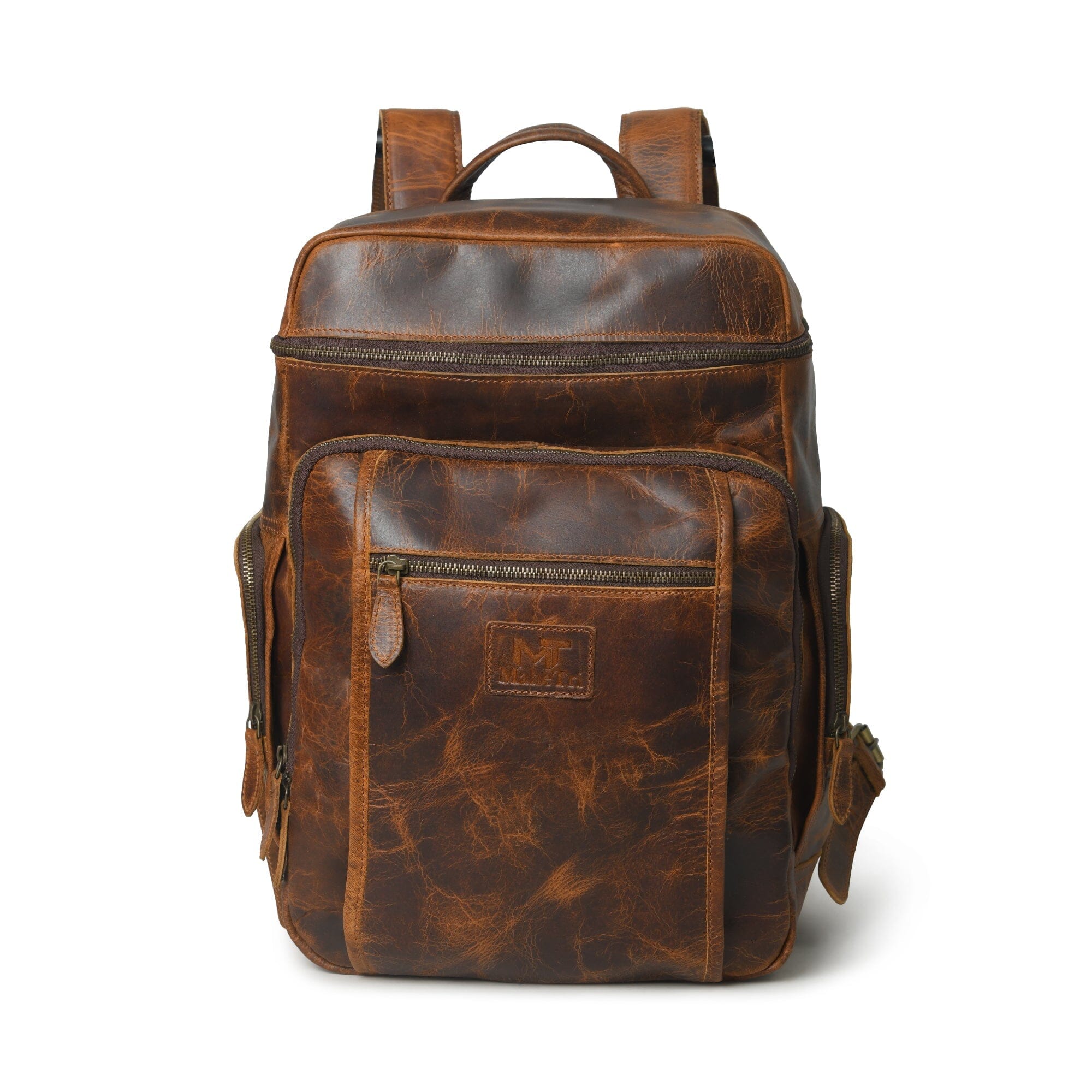 MaheTri Alpha Caramel Travel Backpack Genuine Leather Bag For Everyday Use 16 Inch коричневый