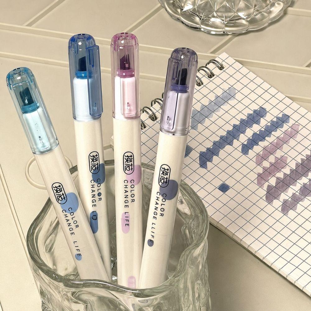 4pcs Soft Tip Highlighter Pen Refillable Note Taking Markers Durable Art Marker Pen  Students Gift