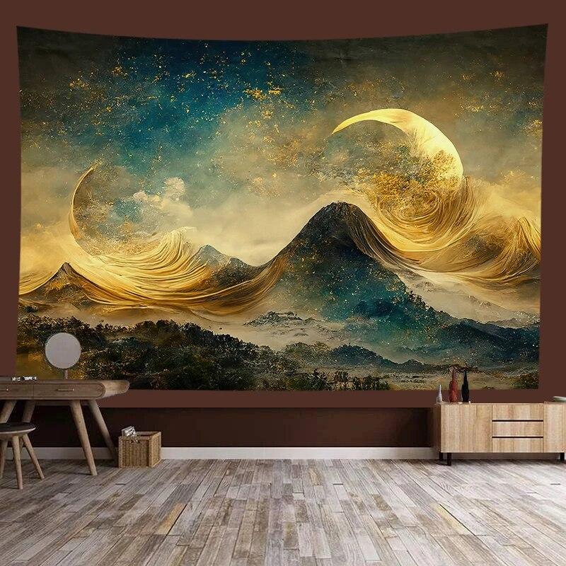 Chinese style landscape painting background tapestry room decoration wall background cloth living room home decoration