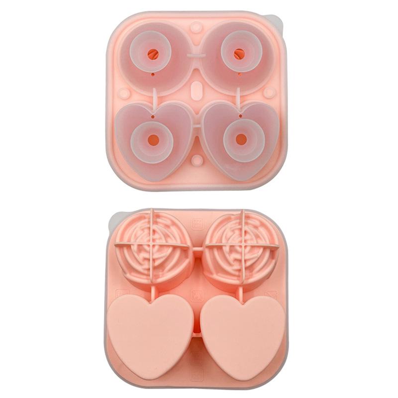 Formă mare de silicon pentru trandafiri și inimă pentru cuburi de gheață pentru whisky