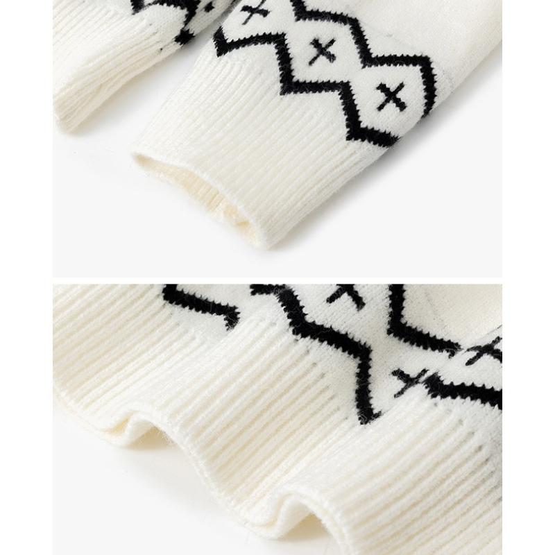 Pullovers Long Sleeves Sweaters Unisex Sweater Paragraph Autumn Winter Retro Floral Pattern Loose Round Neck Design Sense of The Bottoming Knitwear