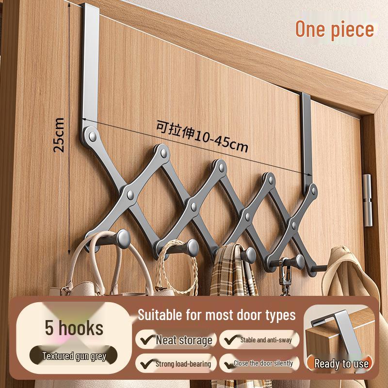Door-Mounted Foldable Bag & Coat Rack with Stainless Steel Hooks