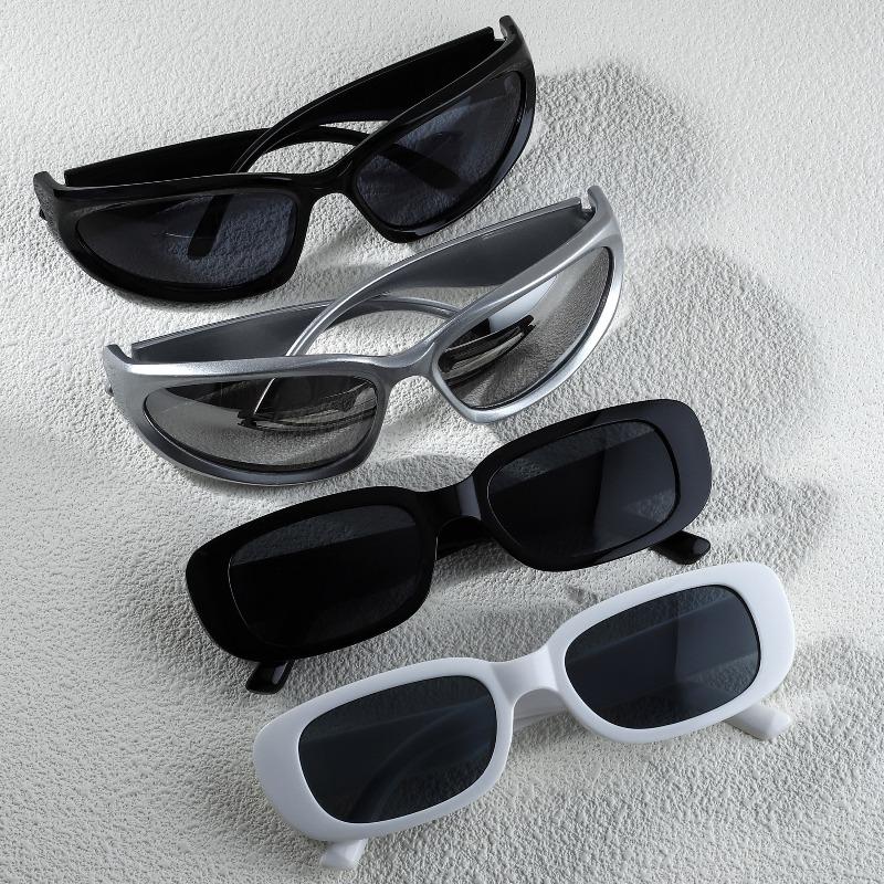 

Men s Black Retro Oval Frame 4-piece Set of Fashionable Y2K Edging Glasses Suitable for Daily Wear