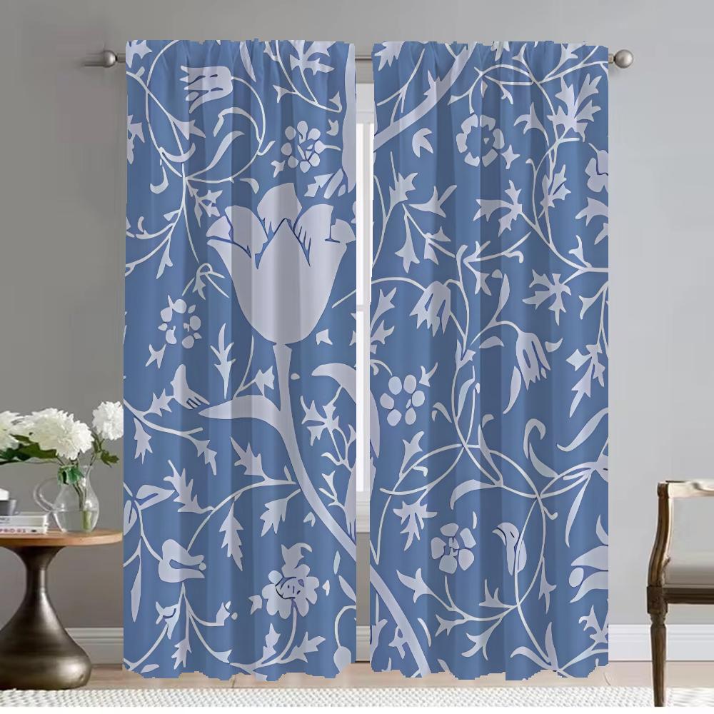 

Винтажный цветочный тюль для спальни, элегантные шторы для комнаты, 2 шт., разделительные шторы, украшение на Хэллоуин, затемняющие шторы для гостиной W50xH70cmx2pcs-CL