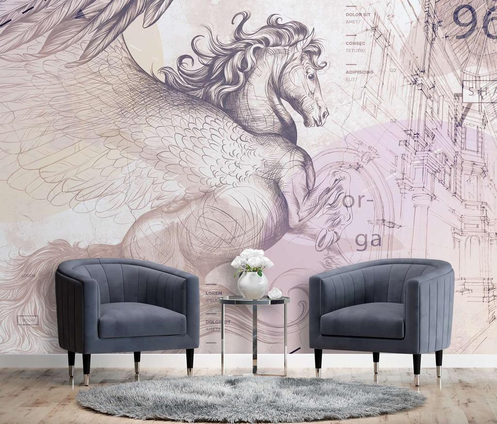 Fototapete Pegasus geflügeltes Pferd abstrakt