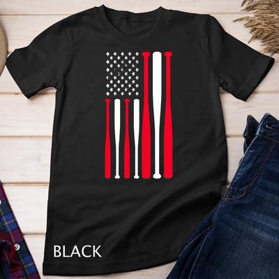 Womens Baseball Bat American USA Flag Sports Kids Men's Women's Unisex T-shirt