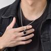 Einfache sechseckige Halsketten für Männer Jungen, Wasserdichter geometrischer Edelstahl-Anhänger-Halsband, Schwarzes Halsband für Männer Schmuck