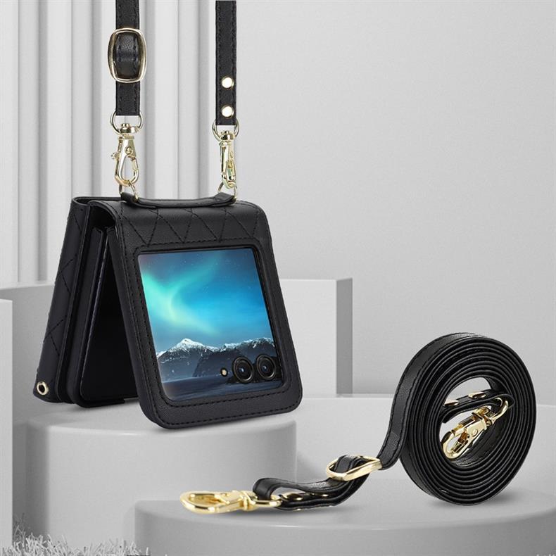 Suitable for Moto Razr 60 phone case, crossbody foldable accordion case, Samsung Z Flip7 card holder, XFlip