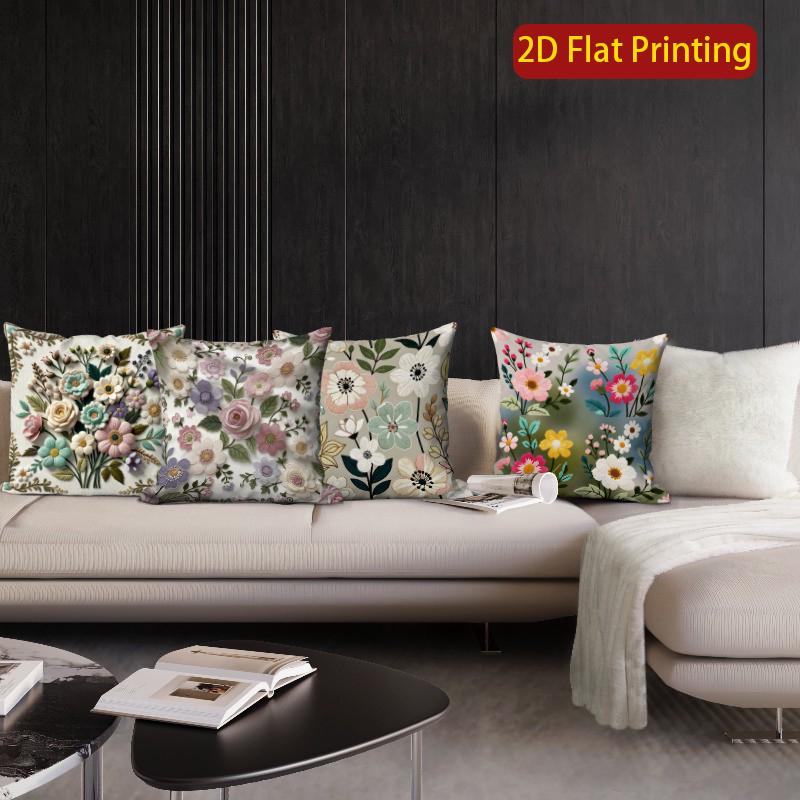 2D Boho Vintage Floral Throw Pillow Cases** Pattern Cushion Cover Suitable For Sofa Bedroom Car Pillow Cover