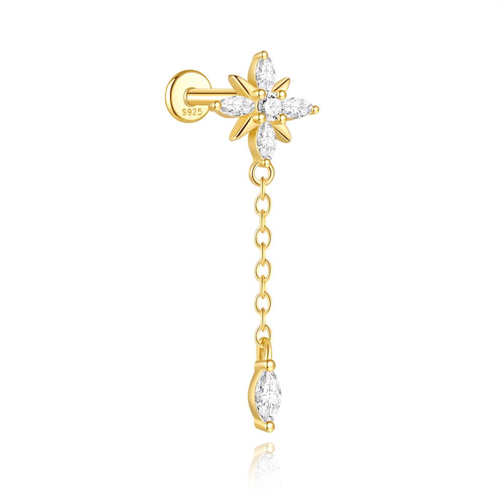 AIDE 1PC 925 Silver Zircon Piercing Chain Fit For Earring Hoops Ear Bone Studs DIY y2K Lucky Red Koi Fish Jewelry Accessories