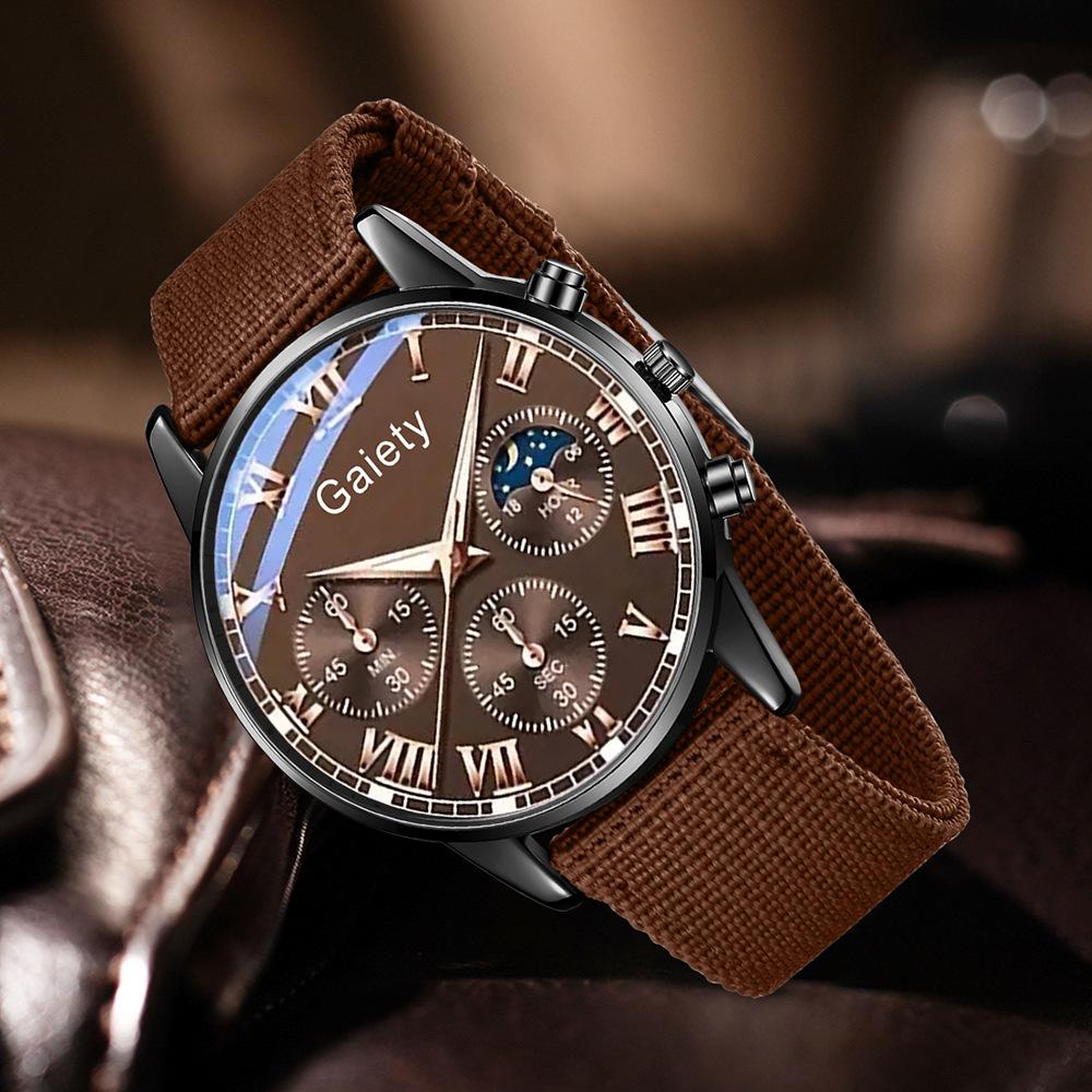 Men's Watch Casual Business Glass Quartz Watch Three-eye Calendar Fully Automatic Movement Watch Watch Large Dial Luminous