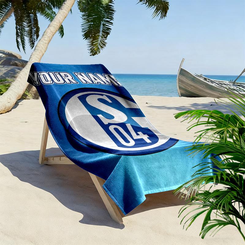 Custom Name FC Schalke 04 Print Beach Towel, Large Soft Quick Dry Towel for Beach Camping Swimming_xia