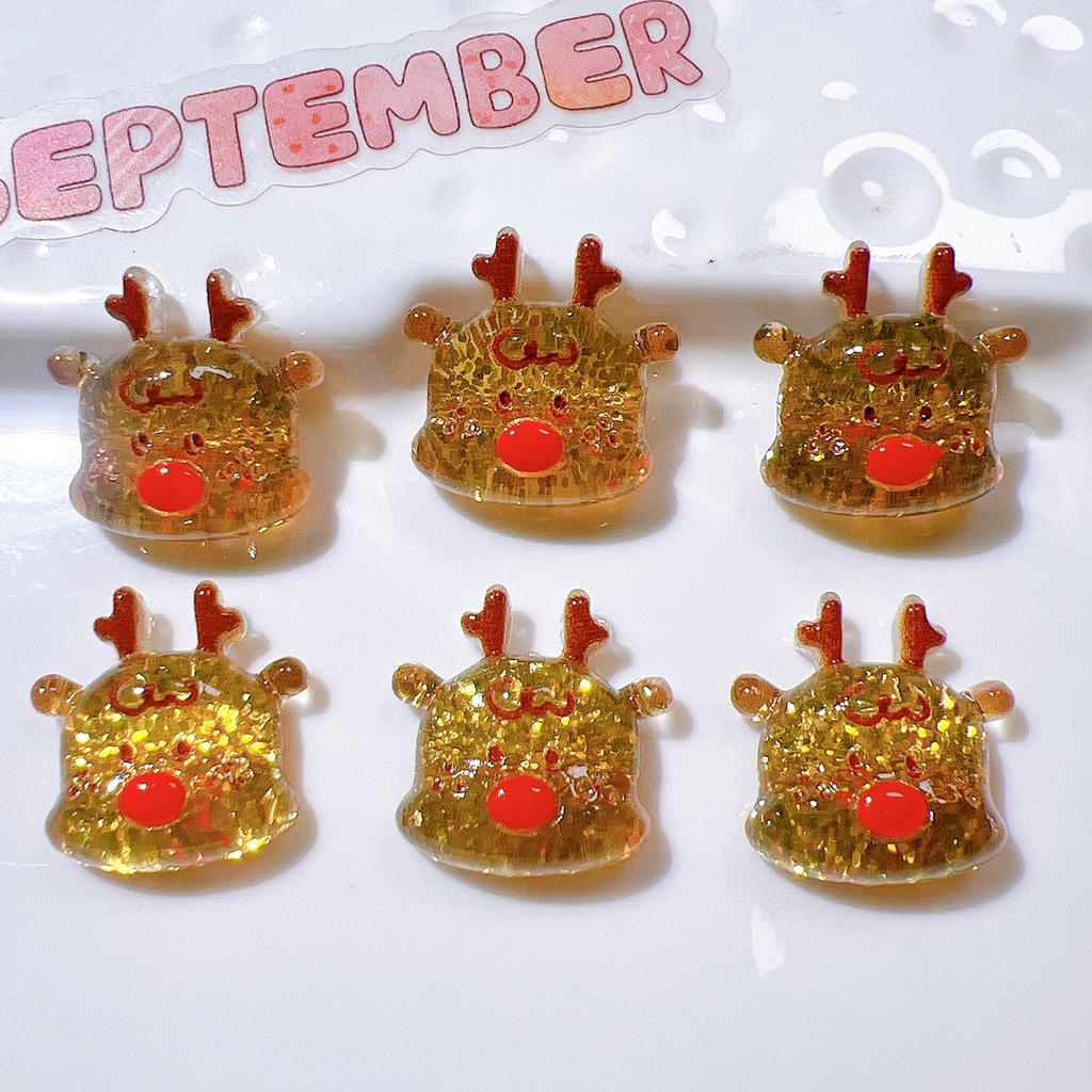 10Pcs New Cute Resin Cartoon Shining Christmas Collection Series Flat Back Scrapbooking DIY Jewelry Craft Decoration Accessories