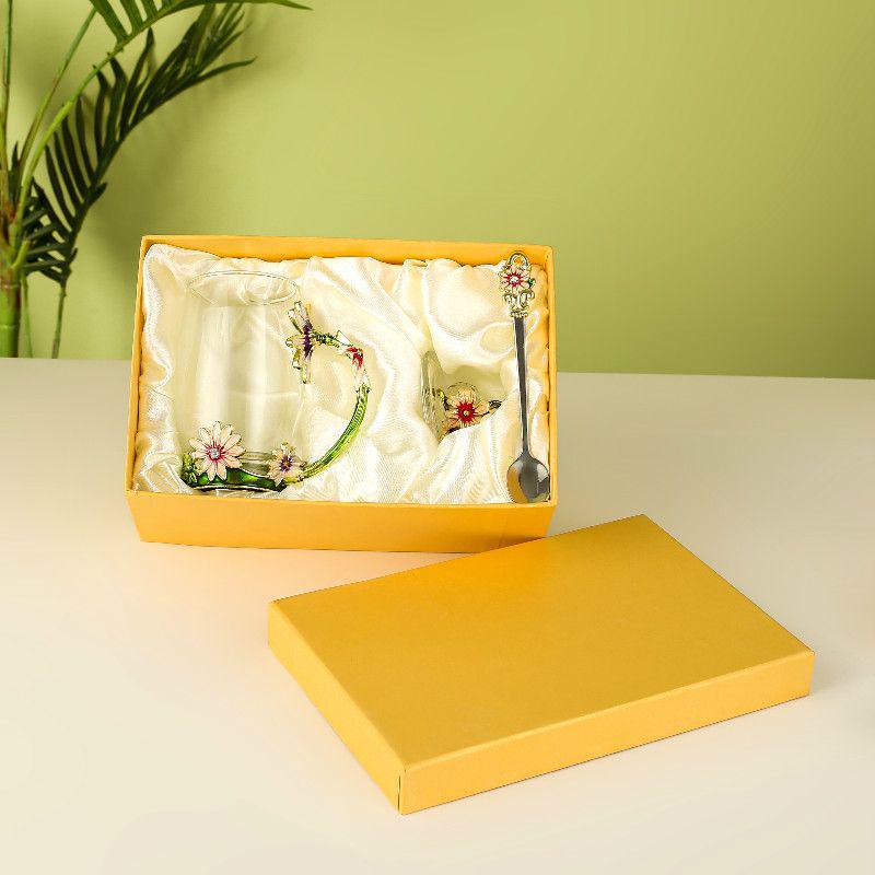 Daisy Enamel Flower Tea Cup - Heat-Resistant Crystal Glass for Home, Office, or Festival Gift