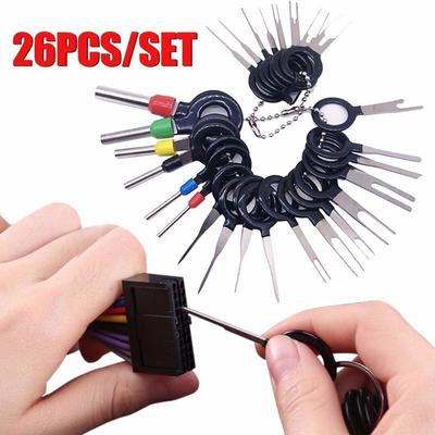 26 Stück Kfz-Kabelklemmen-Entfernungswerkzeug Auto-Verkabelung Crimpverbinder Stift-Kit Stecker Crimpstift-Entferner Auto-Klemmenentferner