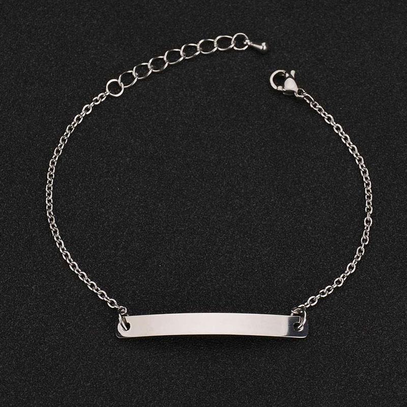 Punk Man Bracelets Hip Pop Gold Color Stainless Steel Thick Hand Chain Blank Bar Couple Men Women Family Jewelry Birthday Gift
