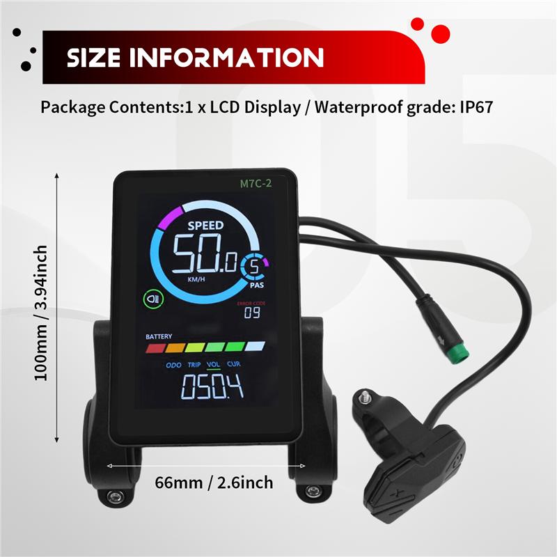 A96I-M7C-2 Afișaj LCD pentru Bicicletă Electrică Contor 24V 36V 48V 60V Panou LCD Scuter Electric Cu USB UART Pentru Bicicletă Electrică de Munte 5PIN Par