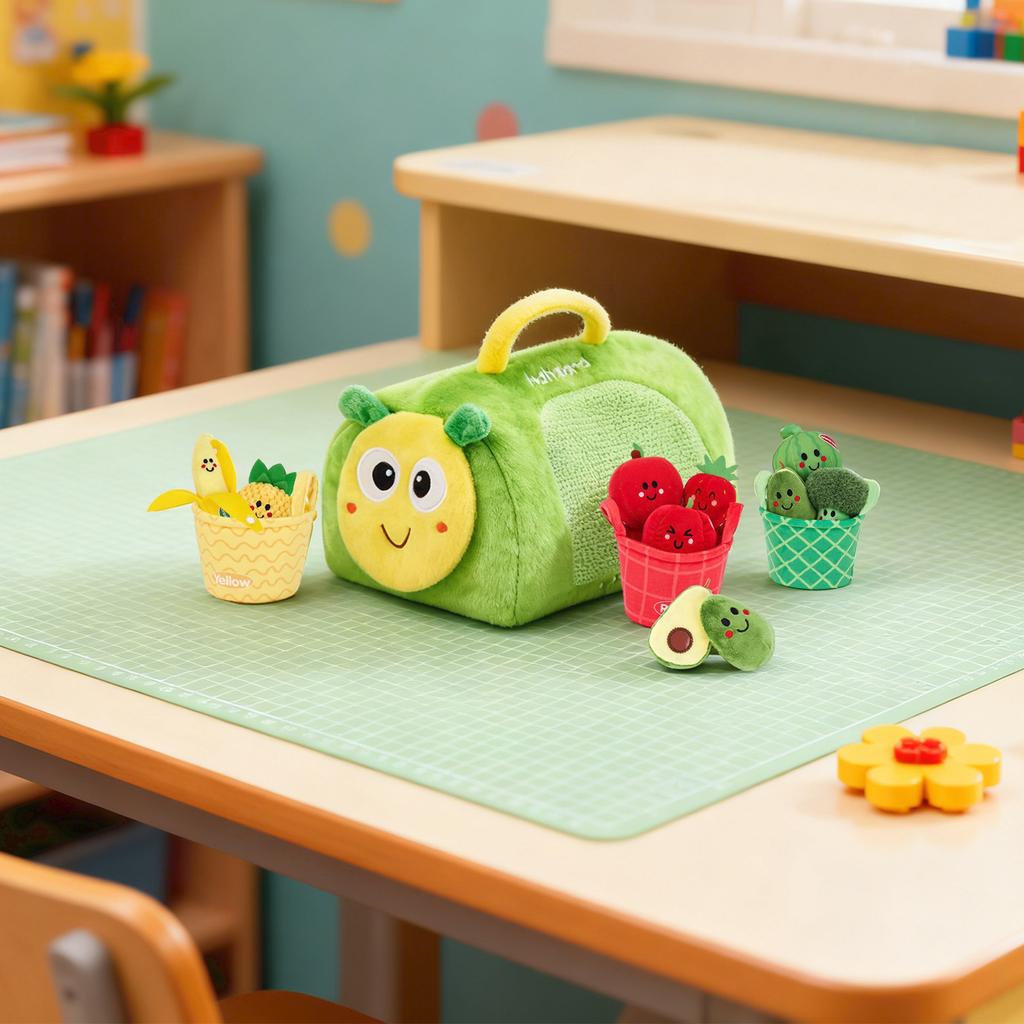 17pcs Color Sorting Toy Set, Color-Coded Fruit and Vegetable Plush Toys, Sensory Toys, Suitable For Babies, Early Education Gift
