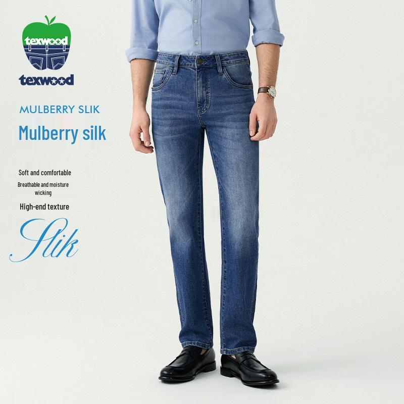 Texwood Men s Mulberry Silk Blend Straight Leg Jeans 33