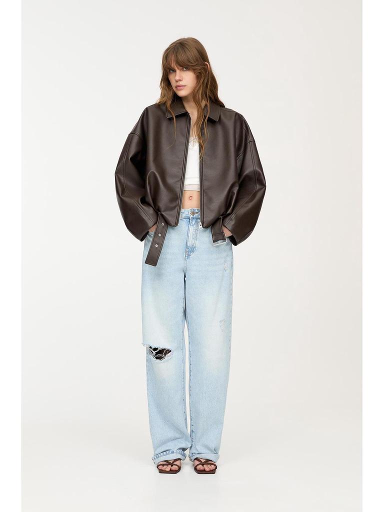 Women's Retro Spring Pilot Jacket: Faux Leather Casual Top Coat - American and European Style