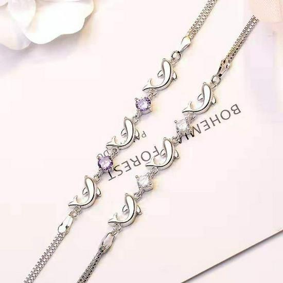 Women's Best Friend Dolphin Bracelet - Geometric Patchwork, European & American Style, High-End Simple Design
