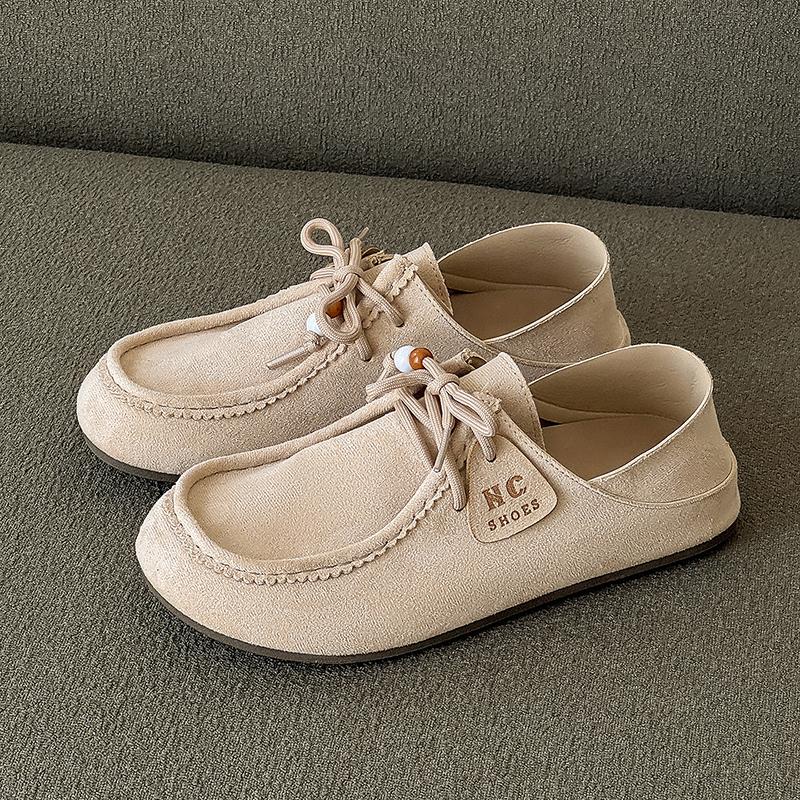 Autumn Retro Loafers Men Lazy Comfort Men Suede Loafers Shoes Slip-on Casual Shoes Suede Leather Half Slippers Man Driving Shoes 39