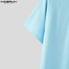 INCERUN Summer Men Short Sleeve Zip-up Casual Fitted T-shirts