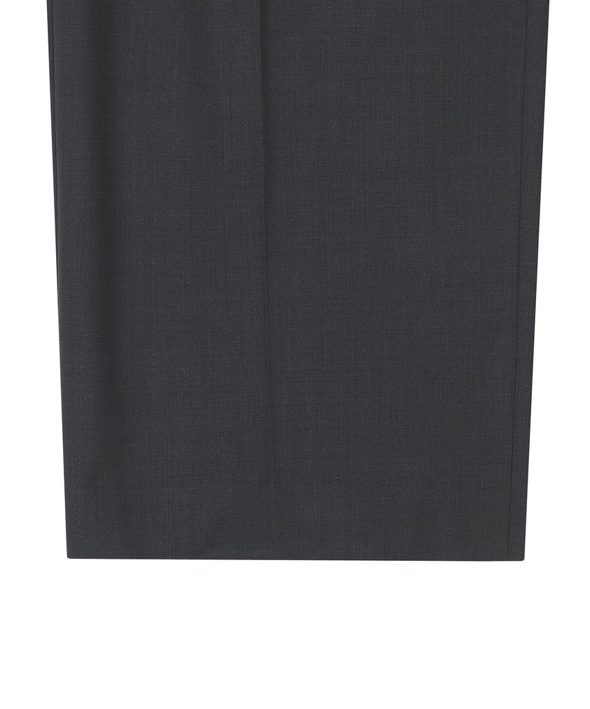 NOIRER Two-Tuck Button Wide Slacks (Gray)