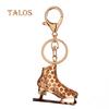 Creative Ice Skating Shoes Keychain Women Backpack Crystal Stone Ornament Key Ring Trinket