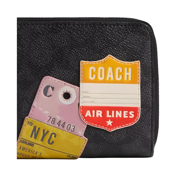 New COACH Coated Canvas Wallet Trumpets Men's Carbon Gray Mixed Color CBH84-A5F