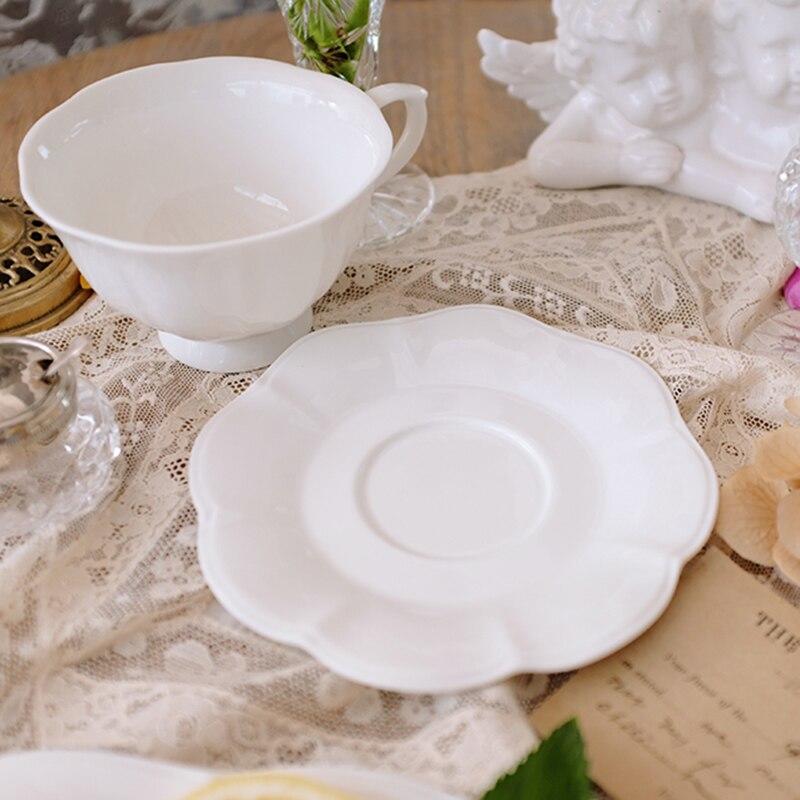French Retro - Creative Relief Ceramic Coffee Cups Set White Afternoon Tea and Pot Set Ceramic Xicaras Houseware BD50