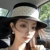 Pearl Polka Dot Straw Hat Women's Summer Fashion Elegant Top Hat Temperament Sunshade Sunscreen Show Small Face
