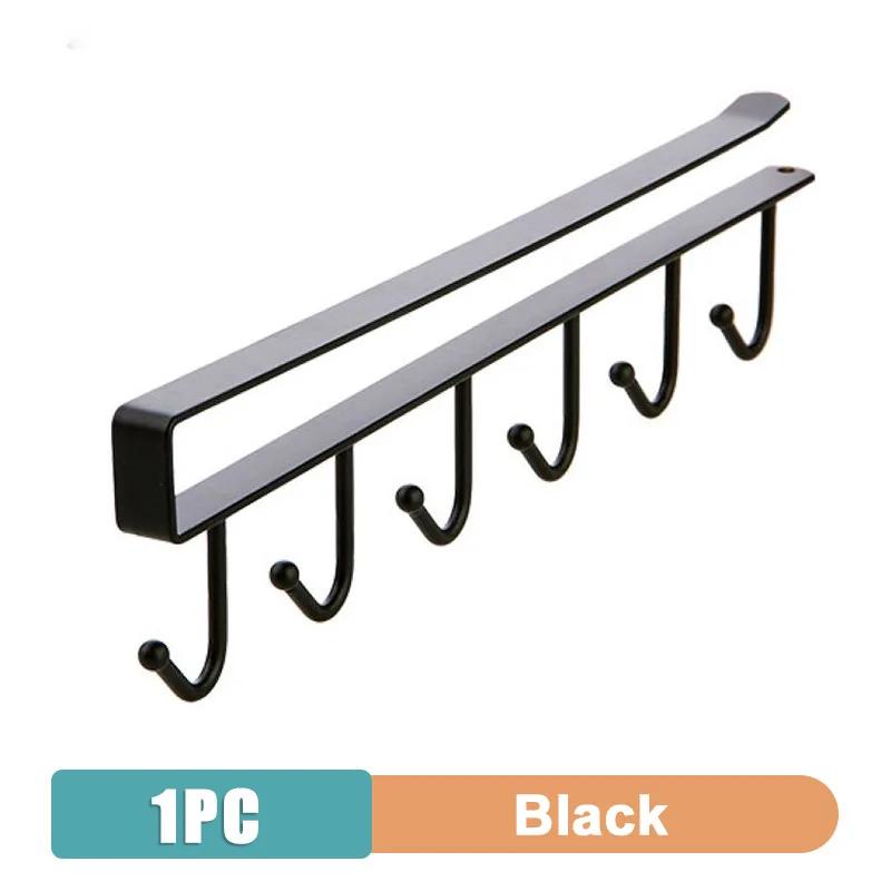 

Бесшовные крючки для железного шкафа Бесшовные крючки для шести предметов Вешалка для хранения Многорядный крючок для шкафа Кухня Стеллаж для хранения без проколов чёрный
